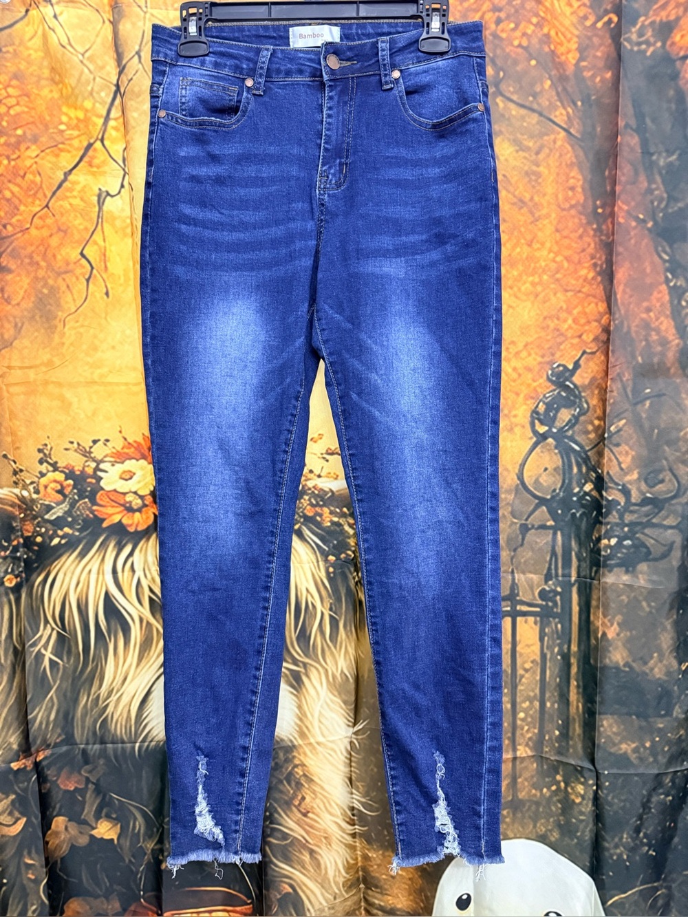 BAMBOO Women's Skinny Jeans in Dark Blue Wash
